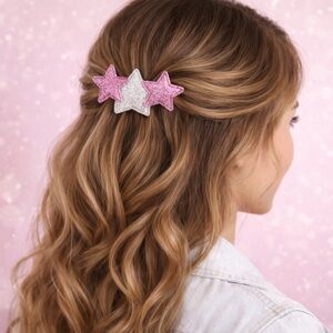 Paparazzi Pink and Silver Set of 2 Star Hair Alligator Hair Clips